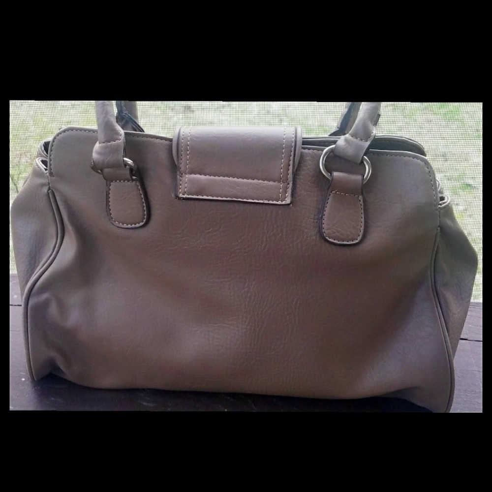 ⭐️HP(X3)⭐️NWOT▪EMILIE M▪Taupe Gray Vegan Leather Retro Satchel Handbag - Picture 3 of 7